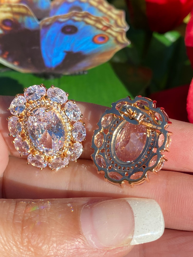 100% natuurlijke Oostenrijkse kristallen oorbellen, glanst en schittert als niets anders op aarde, 14K Rose Gold Vermeil Multi stone Stud Oorbellen afbeelding 7