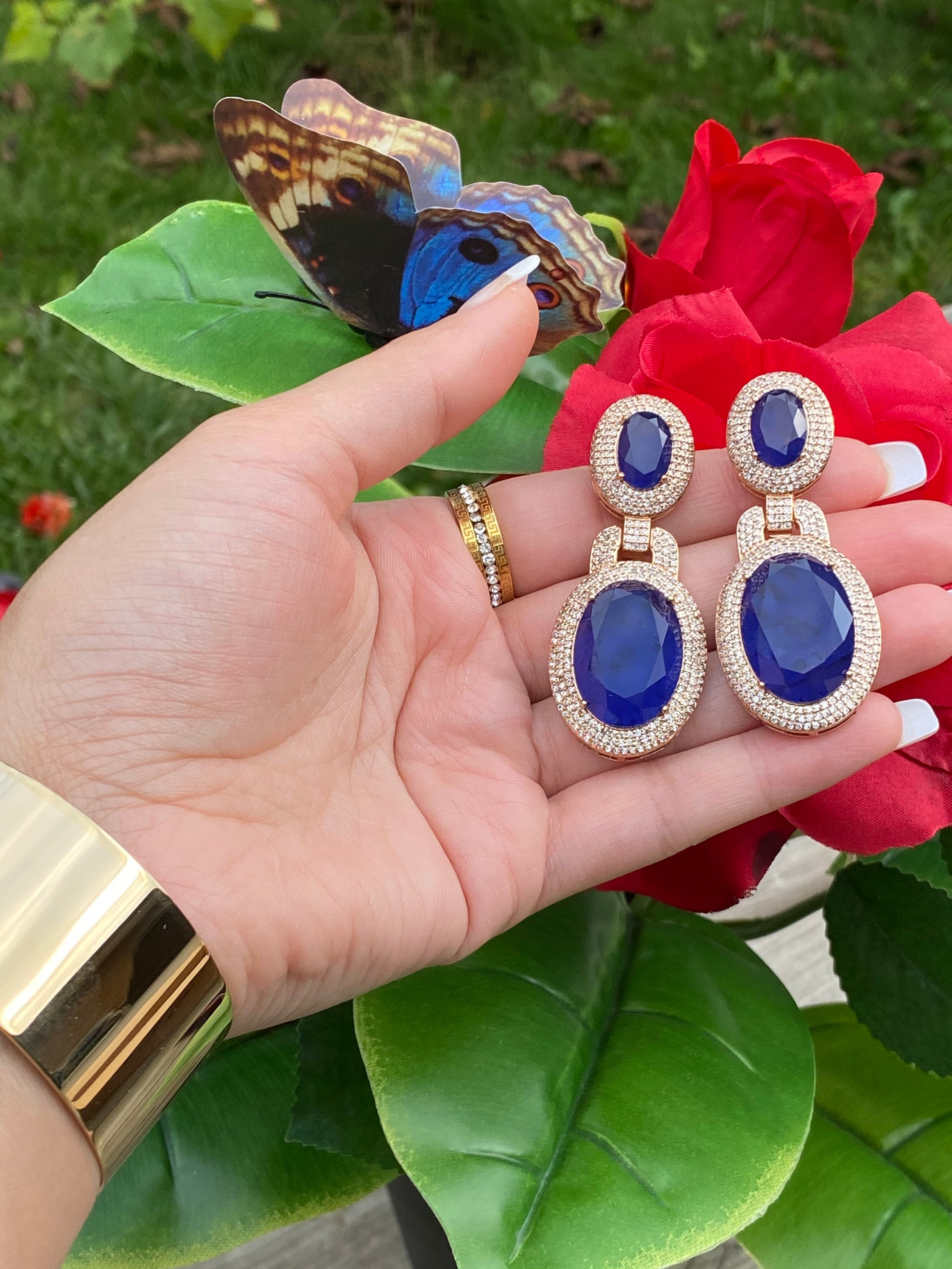 Big and Bold Natural Blue Sapphire Earrings Madagascar, 18K Yellow Gold  Vermeil, Hallmark Queen - Etsy