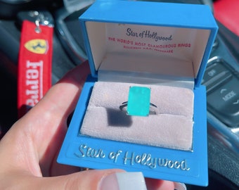Gloeiend! Exotische blauwe Paraiba toermalijn ring, minimalistische ring, verlovingsring, klassieke elke dag ring, oceaanblauwe paraiba ring, 925 zilver