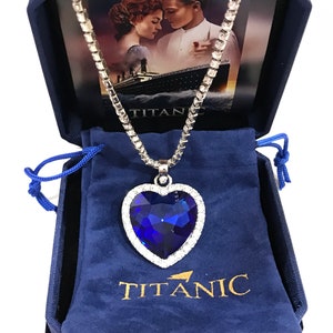 Titanic Necklace , Heart of the Ocean Necklace, Forever Love, Sapphire Necklace , Inspired by Titanic, Rose Necklace from Titanic imagem 7