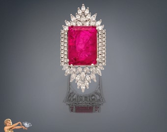 Beyond Luxury, Imperial Elegance, Regal Collection, Extra Groß, Mosambik Pink Rubin Diamant Ring, Juli Geburtsstein, Rubin Statement Ring
