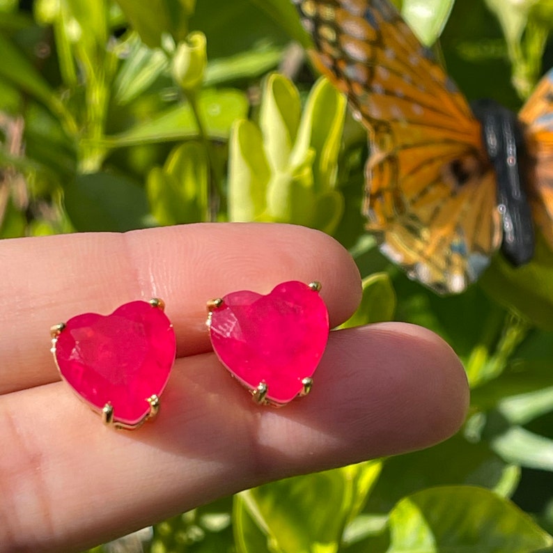 Royal Ruby Stud Earrings Natural Fuchsia Pink Ruby Studs - Etsy