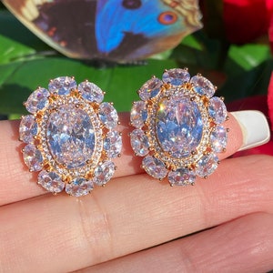 100% Natural Austrian Crystal Earrings, Shines and Sparkles like nothing else on earth, 14K Rose Gold Vermeil Multi stone Stud Earrings image 1