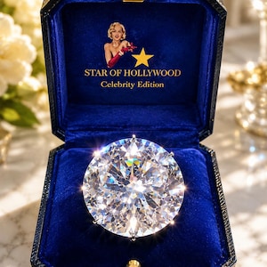 Anillo Corona de Luz con Diamantes de 100 Quilates • Anillo de Cristal Redondo Enorme • Anillo de Compromiso Llamativo • Joyería Estilo Celebridad • Talla 7 • Regalo para Ella