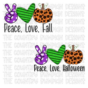 Peace love Fall/Halloween PNG set