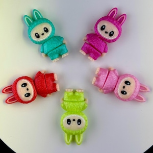 2in Bunny Ears Labubu Articulated 3D Printed Collectible - Inspired Fan Art - 16 colors