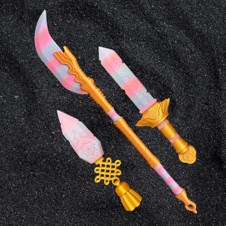 Espada Rumi, Mira Glaive y daga Zoey del K-Pop que brillan en la oscuridad, duraderas y seguras para eventos de anime y cosplay. Rainbow Glow ALL 3