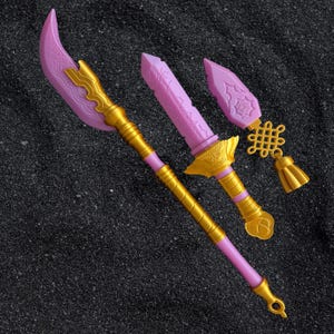 Espada Rumi, Mira Glaive y daga Zoey del K-Pop que brillan en la oscuridad, duraderas y seguras para eventos de anime y cosplay. Lavender ALL 3