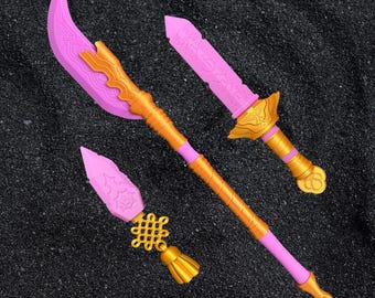 Espada Rumi, Mira Glaive y daga Zoey del K-Pop que brillan en la oscuridad, duraderas y seguras para eventos de anime y cosplay.