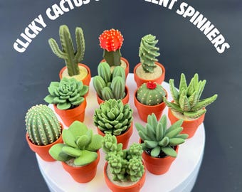 Cactus Clickers & Succulent Spinners Fidgets: Satisfying Sensory Toys for Stress Relief and Focus - 12 different designs - new designs
