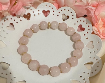 Gemstone bracelet, rose quartz bracelet, healing stones, gemstones, bracelet, silver,