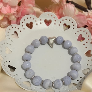 Chalcedony bracelet, gemstone bracelet, healing stone, silver, 925/- silver, bracelet, gift, healing bracelet