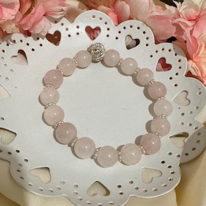 Rose quartz bracelet, gemstone bracelet, bracelet, gift girlfriend, healing stone, silver,