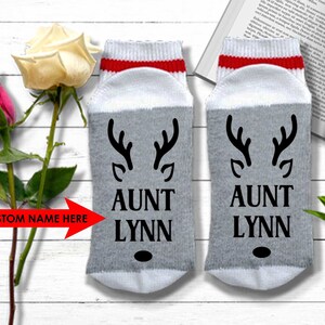 Custom Christmas Socks | Personalized Christmas Socks with Reindeer Image | Christmas Sock Exchange | Matching Christmas Clothes for Family