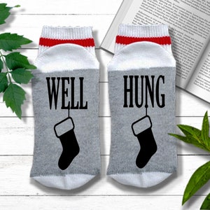 Funny Christmas Socks - Well Hung - Christmas Gift for Husband or Boyfriend, Stocking Stuffer for Him, If You Can Read This Socks for Men