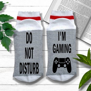 Gamer Gift Do Not Disturb I'm Gaming Video Game Socks Gift for Video Game Lover Gaming Socks Mens Stocking Stuffer image 1