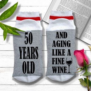 50th Birthday Gift - 50 Years Old Aging Like a Fine Wine - Fiftieth Birthday Socks | Funny 50th Birthday Gift for Women or Men