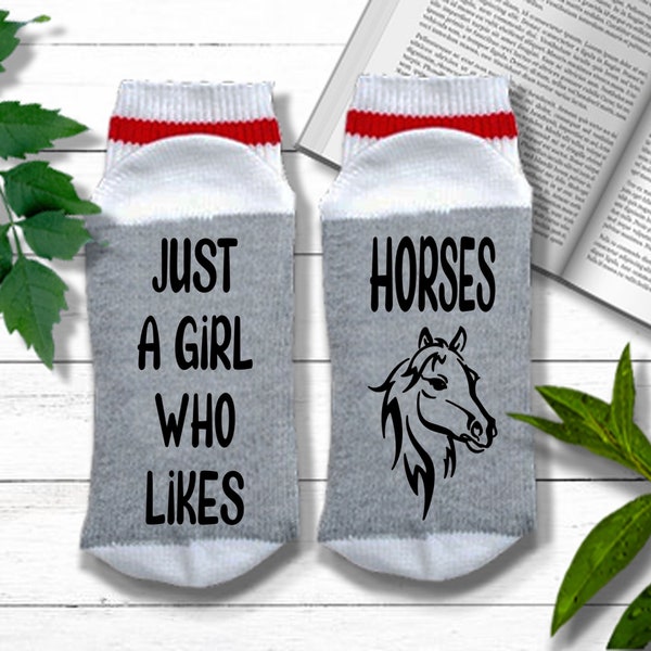 Funny Horse Socks - Just a Girl Who Likes Horses - Equestrian Gifts, Gift for Horse Lover, Horse Rider Gift, Gift for Jockey