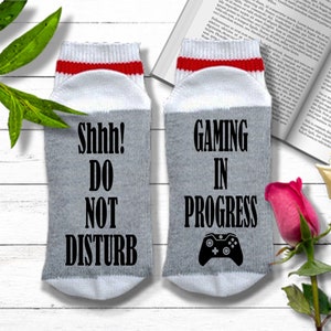 Gamer Gift - Shhh! Do Not Disturb Gaming In Progress - Video Game Socks | Gift for Video Game Lover | Gaming Socks | Mens Stocking Stuffer