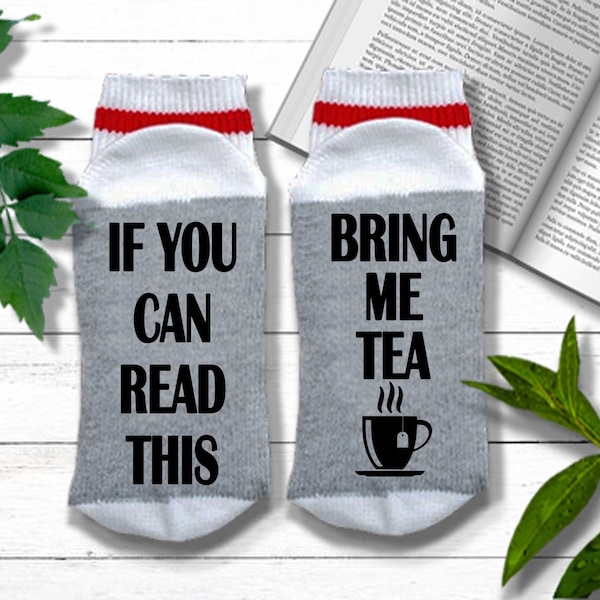 Tea Lover Gift - If You Can Read This Bring Me Tea - Tea Socks | Tea Drinker Gift | Tea Gifts Women | Grandma Gift | Mom Stocking Stuffer