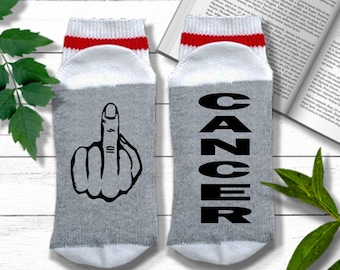 Fuck Cancer Socks - Middle Finger - Chemo Socks | Cancer Gift for Men | Chemo Gift for Men | Gift for Cancer Patient in Chemotherapy