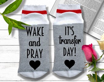 IVF Pineapple Lucky Transfer Socks - Wake and Pray It's Transfer Day - Transfer Day Socks, IVF Socks, Transfer Day Gift, IUI Gift, ivf Gift