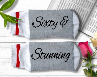 60th Birthday Gift - Sixty and Stunning Socks - Sixtieth Birthday Gift for Women | Grandma 60th Birthday Gift | 60 Years Old