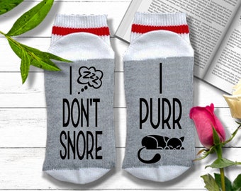 Funny Socks - I Don't Snore I Purr - If You Can Read This Socks, Stocking Stuffer for Women, Cozy Socks for Ladies, Mom Gift from Kids