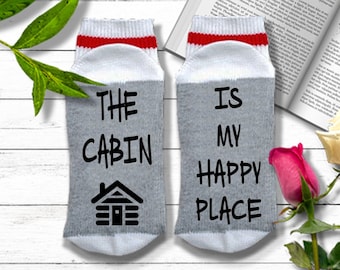 Cabin Socks - The Cabin is my Happy Place - Cabin Gift | Cottage Socks | Cottage Gift
