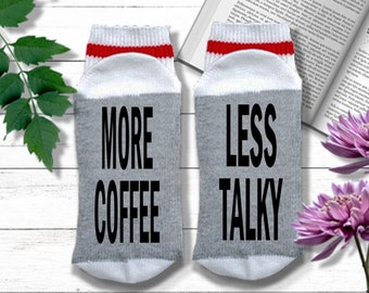 Funny Coffee Gift - More Coffee Less Talky Socks - Funny Coffee Socks | If You Can Read This Bring Me Coffee | Funny Coffee Gift