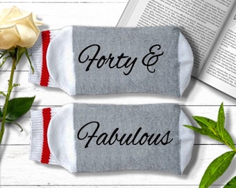 40th Birthday Gift for Women - Forty and Fabulous -  40 Birthday Socks for Women | Best Friend 40th Birthday