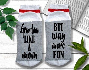 Grandma Socks - Grandma Like a Mom But Way More Fun - Gifts for Grandma from Grandkids | Christmas Gifts for New Grandma