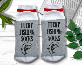 Chaussettes de pêche amusantes - Chaussettes de pêche porte-bonheur - Cadeau de fête des pères pour pêcheur | Cadeau de pêche amusant pour homme | Cadeau de pêche pour papa et enfant