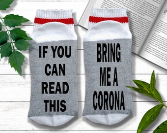 Corona Socks - If You Can Read This Bring Me A CORONA  - Corona Gifts | Corona Beer Socks | Corona Beer Gifts