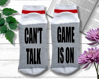 Funny Sports Fan Gift - Can't Talk Game Is On - Mens Stocking Stuffer for Sports Lovers | Funny Sports Socks