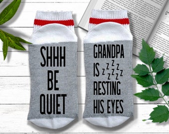 Funny Grandpa Gift - Shhh Grandpa Is Resting His Eyes - Grandpa Socks | Christmas Gift for Grandpa | Gift for Grandpa from Grandkids