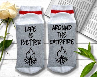 Camping Socks - Life is Better Around the Campfire - Camping Gift | Camper Gifts | Best Camping Gifts for Men |