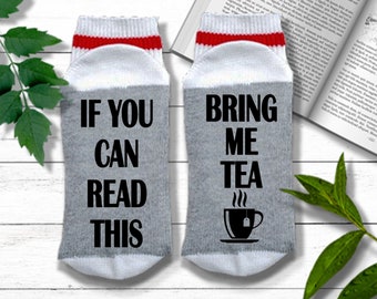 Tea Lover Gift - If You Can Read This Bring Me Tea - Tea Socks | Tea Drinker Gift | Tea Gifts Women | Grandma Gift | Mom Stocking Stuffer