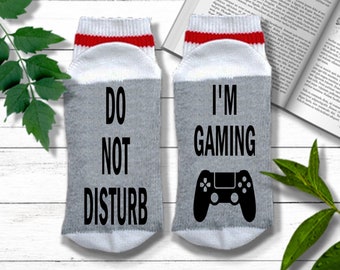 Gamer Gift - Do Not Disturb I'm Gaming - Video Game Socks | Gift for Video Game Lover | Gaming Socks | Mens Stocking Stuffer