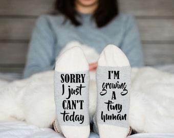 Expecting Mom Gift - Just Can't Today, Growing a Tiny Human Socks - Baby Shower Gift, Funny Socks for New Mom, Pregnancy Gift