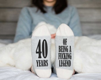 40 Years of Being a Fucking Legend Socks for Women or Men- Funny 40th Birthday Gift | 40th Birthday Socks | Gift for Fortieth Birthday