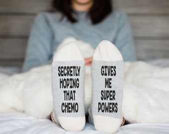 Secretly Hoping Chemo Gives Me Super Powers Socks for Men or Women - Fuck Cancer Socks | Cancer Care Package Item