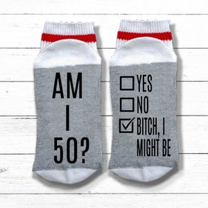 50 Years of Being a Fucking Legend Socks 50th Birthday Socks 50th Birthday Gift for Women 50th Birthday Gift for Men Am I 50?