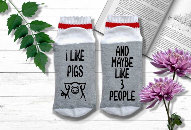Pig Socks I Like Pigs and Maybe 3 People Pig Gift Gift for Pig Lover Ranch & Farmwear Farmer Gift image 1