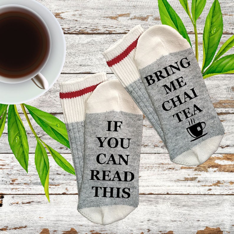 If You Can Read This Bring Me Chai Tea Socks Novelty Word Socks with Sayings for Women Men Ladies Cup of Tea