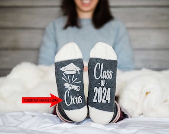 Class of 2024 - Personalized Graduation Gift | Custom Socks for Grad | College Graduation Gift for Her | High School Graduation Gift for Him
