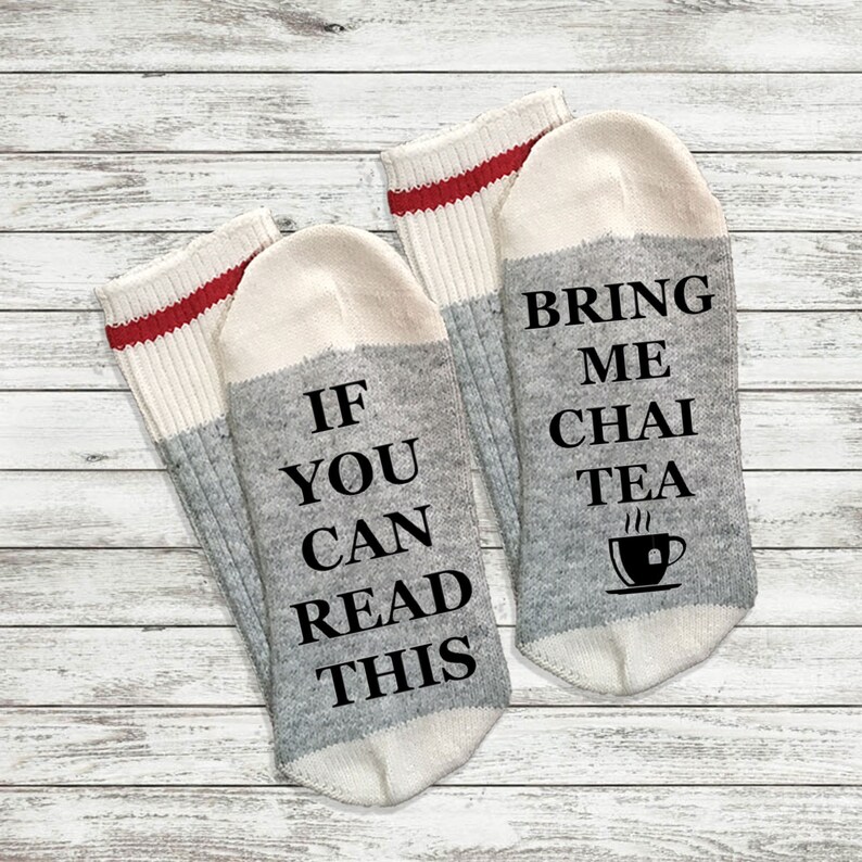 If You Can Read This Bring Me Chai Tea Socks Novelty Word Socks with Sayings for Women Men Ladies Cup of Tea