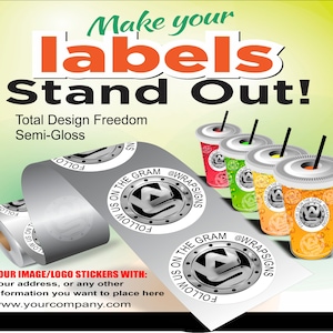 Large Quantity Full Color printed on WHITE or CLEAR background Vinyl - Labels Water proof