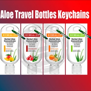 Vacío - Botellas de viaje de aloe con etiqueta impresa personalizada - Llaveros