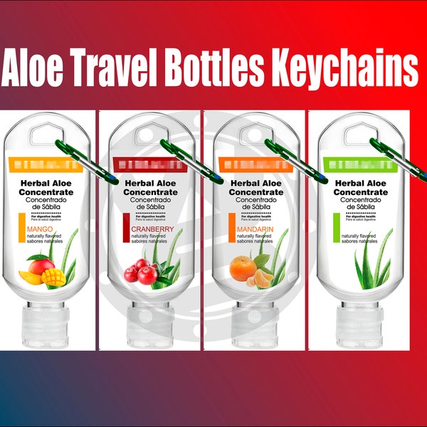 Empty - Aloe Travel Bottles with Custom Printed label - Keychains